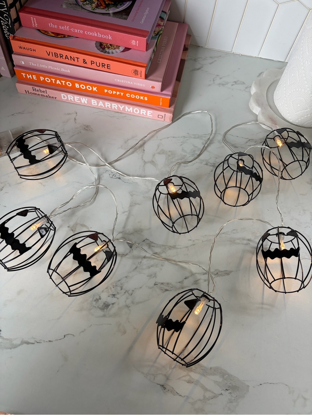 Halloween Pumpkin String Lights - Black Decorative Holiday Garland
